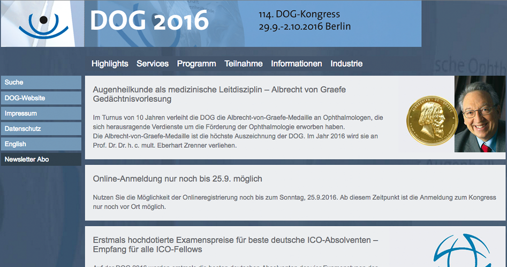 Website des DOG 2016 http://dog2016.dog-kongress.de/