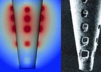 Modell (links) und hochauflösendes Bild (rechts) der Nano-Mikropipette. © Daniel Schwarz
