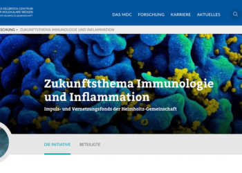 Website „Immunologie & Inflammation“, mit einer Liste aller teilnehmenden Helmholtz-Zentren und detaillierten Projektbeschreibungen