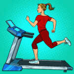Treadmill,,Sports,Equipment,For,Training.,Fitness,Room.,Pop,Art,Retro